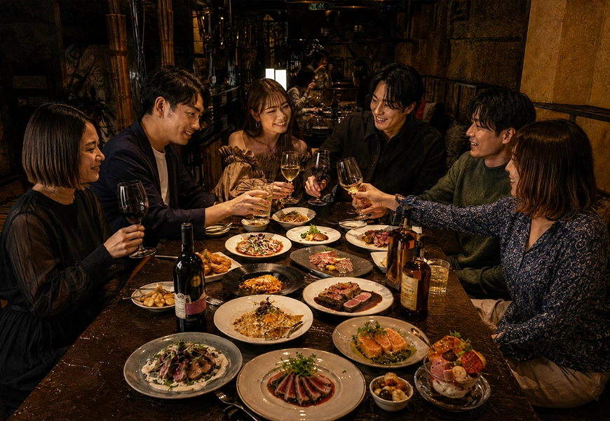 ドワの料理を囲む一軒目の食事