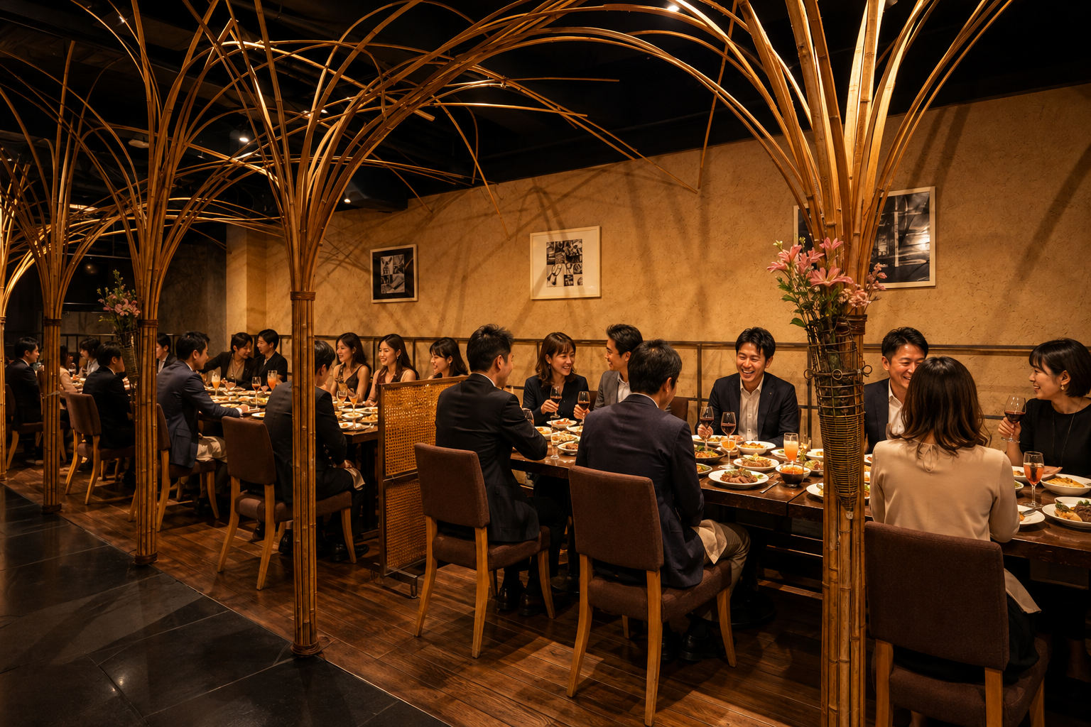 ドワで団体宴会を楽しむシーン